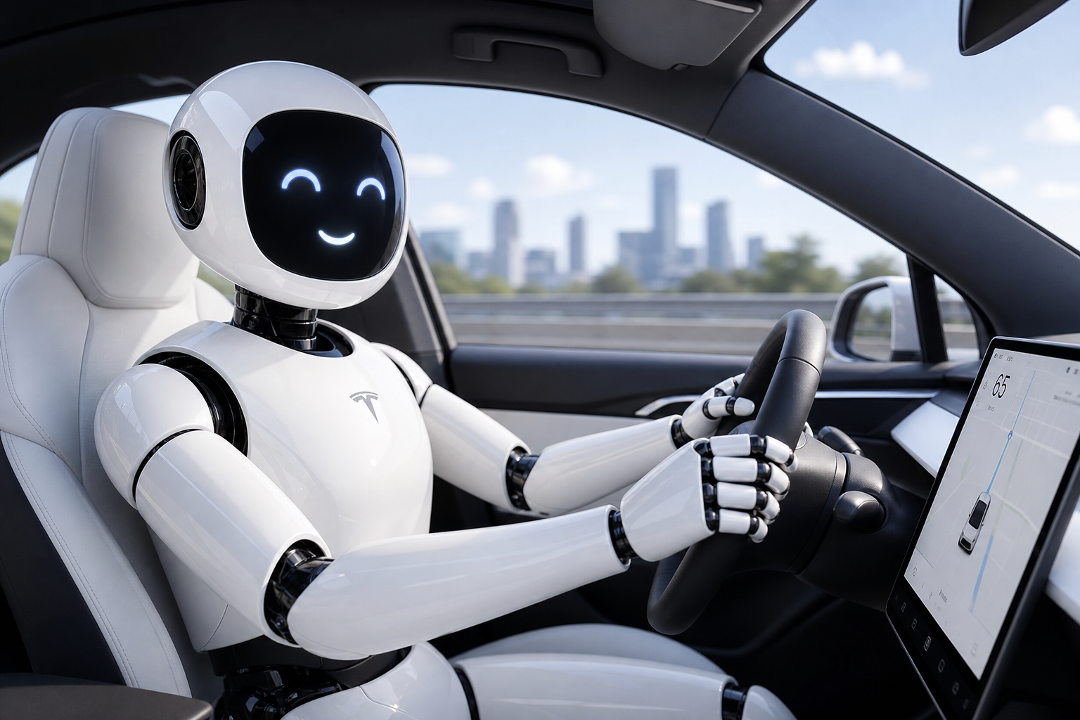 AI Robot driving a car